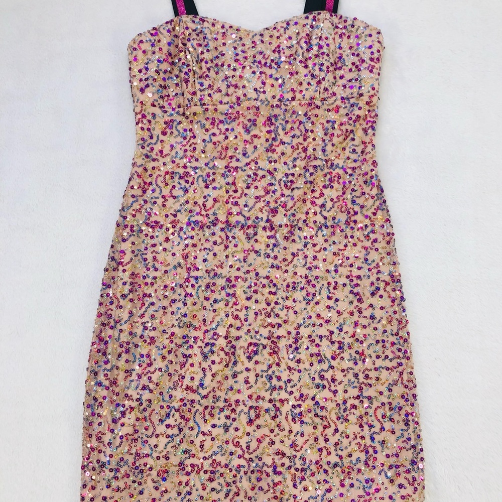 Tweeze Me, Colorful Sequin Mini Dress, Size 5 - Picture 7 of 16